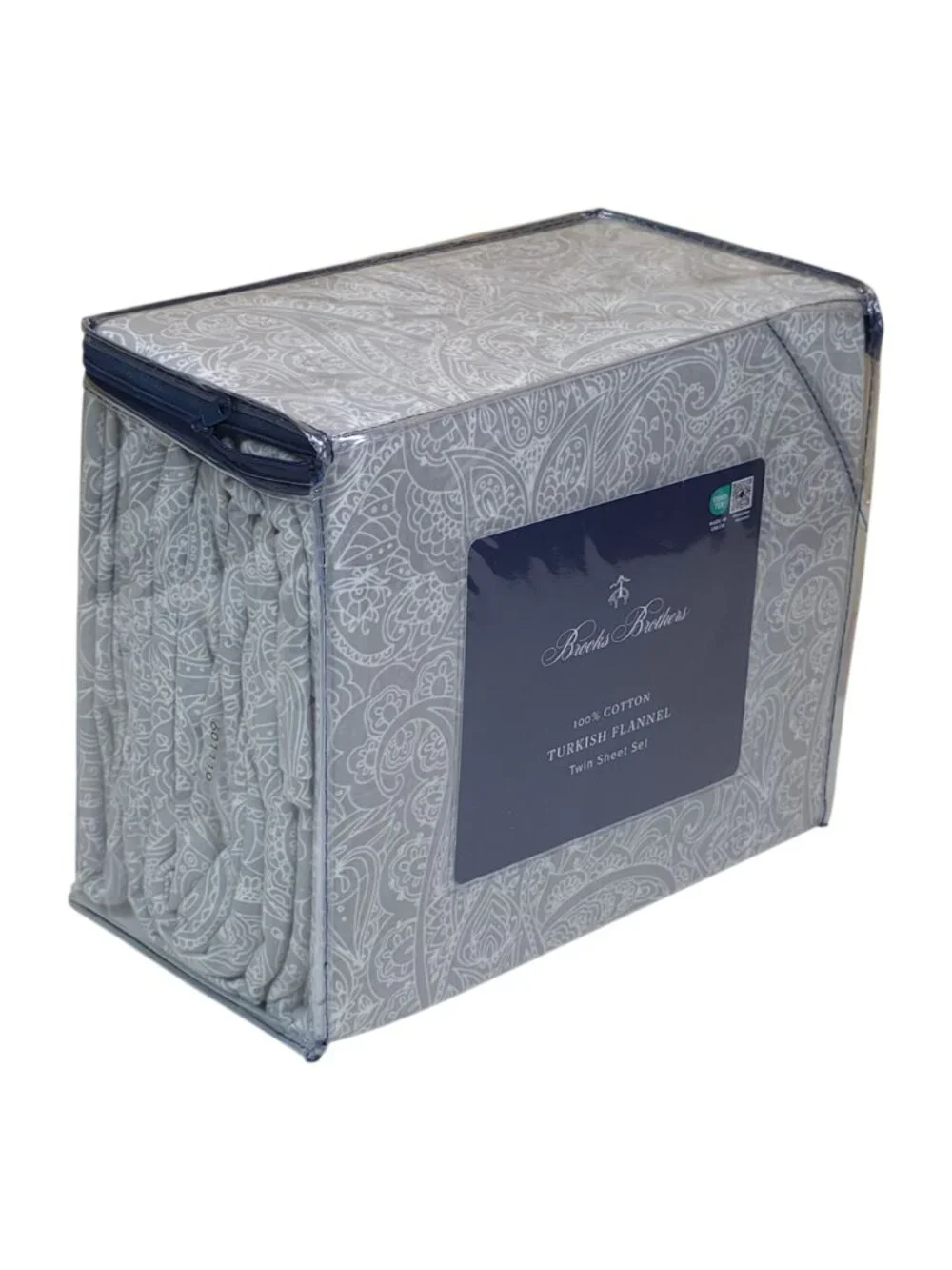 Brooks Brothers 100% Cotton Turkish Flannel Twin Sheet Set